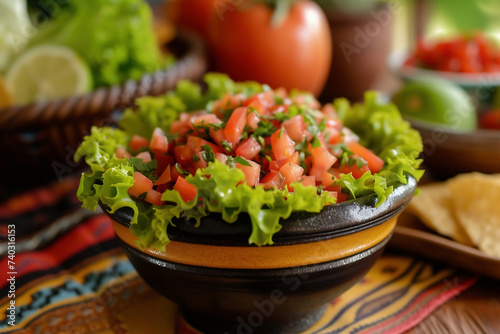 closeup of a bowl of fresh vegetable salad on a buffet table