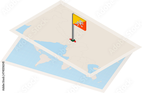 Bhutan map and flag