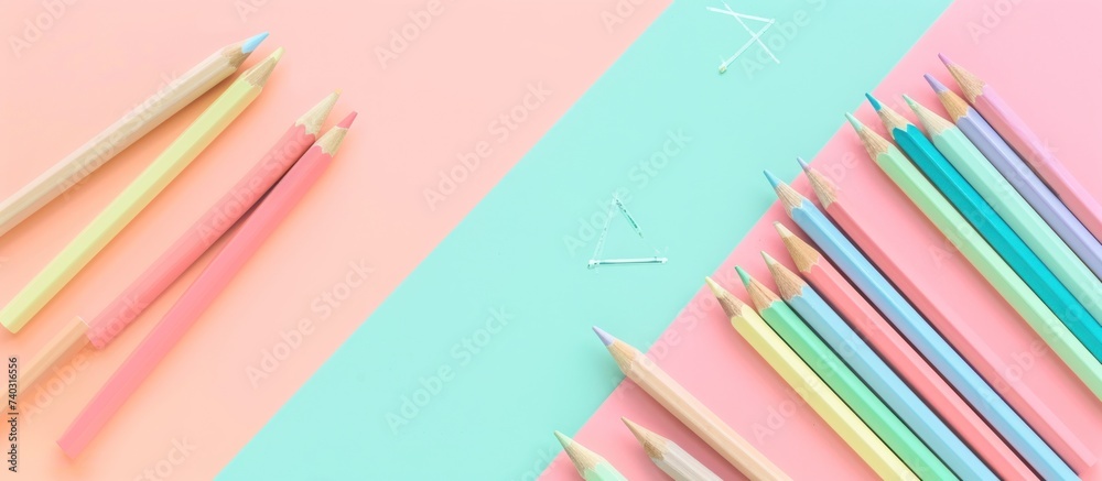Fototapeta premium pencils on pastel background