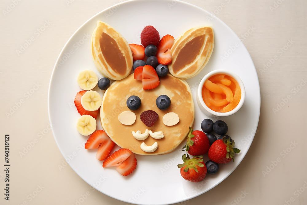 Obraz premium Children's idea breakfast. Healthy food for baby. Food art meal.