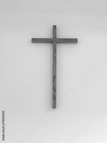 Concept or conceptual cross on background, texture with copy space for any text, christ, christianity, religion, faith, saint, spiritual, jesus, faith, resurrection. christian wooden cross in a school