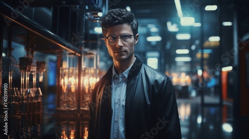Man Wearing Glasses Standing in Dark Room