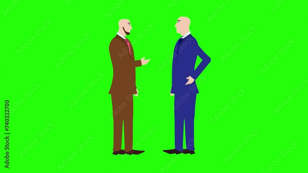 Animation of two business man character talking each other on green screen chroma key Animation of two business man character talking each other on green screen chroma key