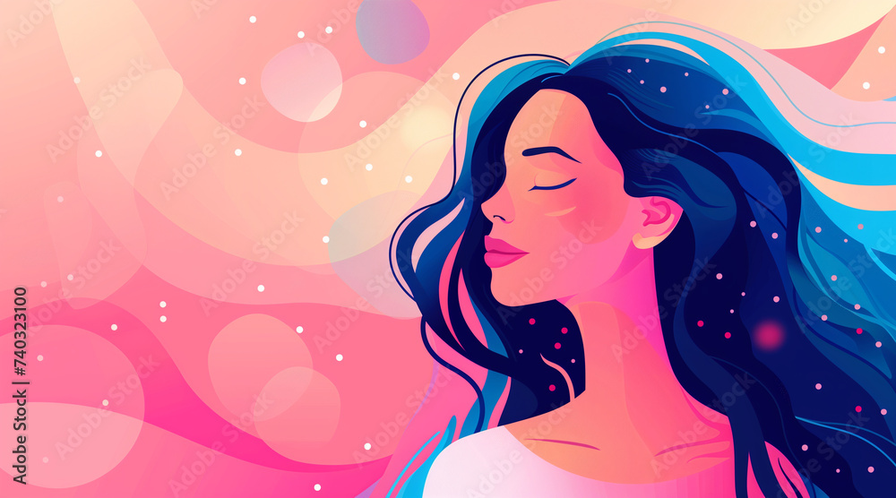 Illustration abstract happy woman in pink for a women's day Illustration abstract happy woman in pink for a women's day