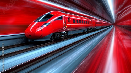 High-speed train in motion on railway track