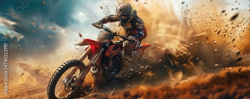 Motocross MX Rider riding on a dirt track