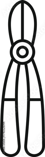 Cutter pruner icon outline vector. Long handle device. Service lawn blade