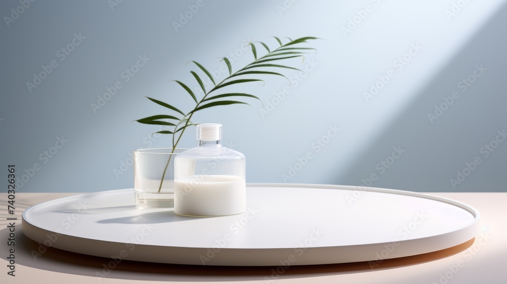 Commercial product photography or tabletop photography. A smooth surface with filtered light and objects in minimalist