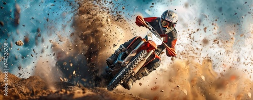 Motocross MX Rider riding on a dirt track
