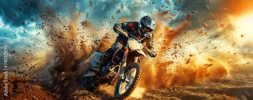 Motocross MX Rider riding o...