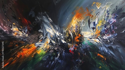 Abstract expressionist painting dynamic dimensions color and form,watercolor style