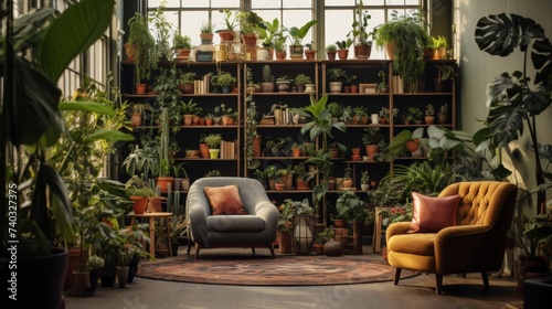 A Living Room Filled With Lots of Plants and Furniture