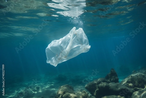 Ocean Plastic Bags, Marine Biology Inspired Environmental Awareness, Water Pollution Image