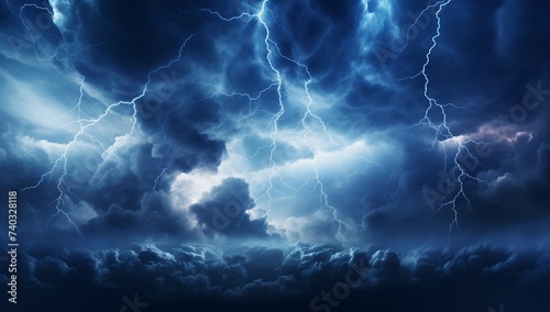 Night Storm,  Lightning Flashing Through Rain Clouds photo