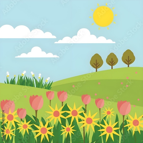 landscape with flowers