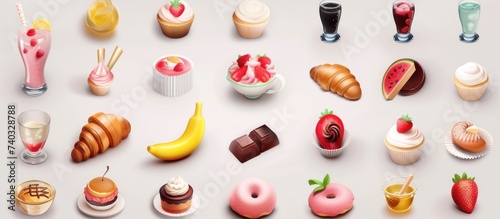 3d realistic vector objects sweet icons set. photo