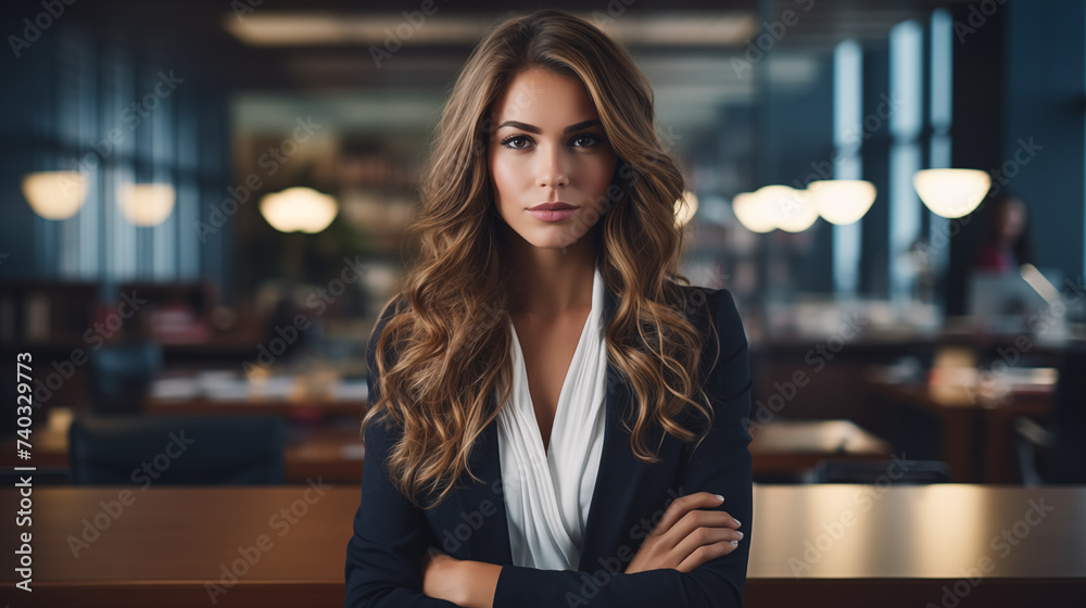 Beautiful and Confident Businesswoman in Office Environment. AI Generative. Beautiful and Confident Businesswoman in Office Environment. AI Generative.
