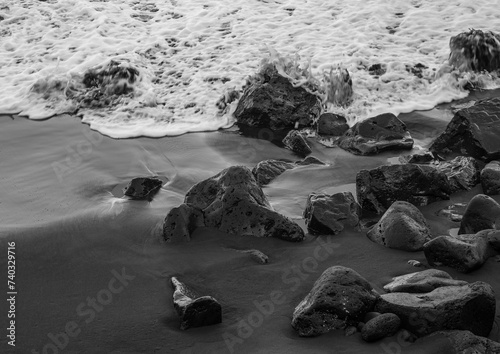 beach with black volcanic sand on  Tenerife photo