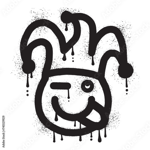 Fool jester graffiti with black spray paint