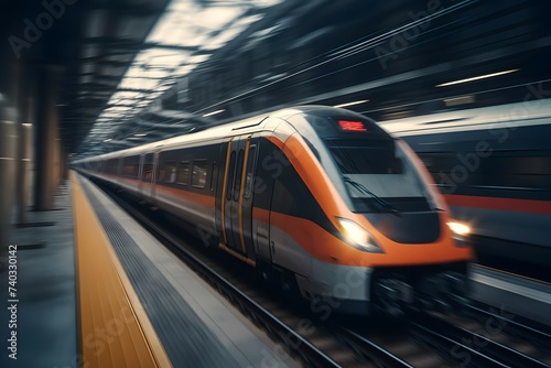 Motion-blurred high-speed train. , .highly detailed, cinematic shot photo taken by sony incredibly detailed, sharpen details highly realistic professional photography lighting lightroom