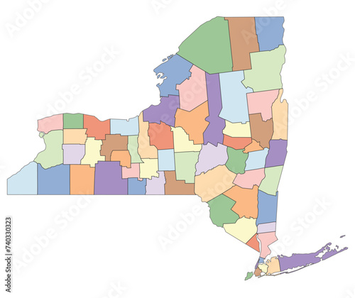 Editable vector file of the counties that make up New York State. photo