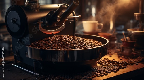 Coffee Roaster Filled With Coffee Beans
