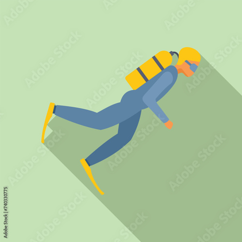 Person ocean diving icon flat vector. Energetic oxygen. Dive exotic pool
