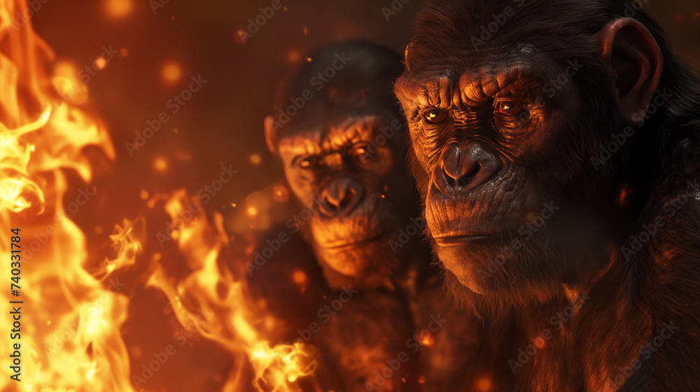Foto de Australopithecus Mesmerized by Fire - homem das cavernas ...