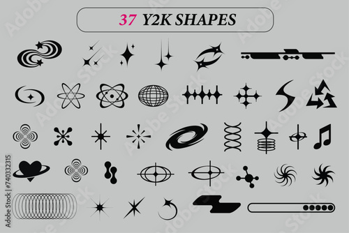 37 Y2K Shapes, set of elements for design