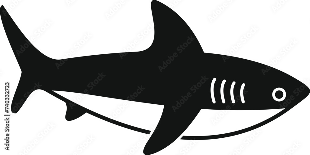 Fototapeta premium Danger diving with shark icon simple vector. Travel adventure. Ocean coastline