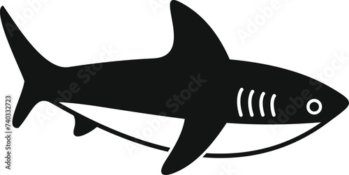 Danger diving with shark icon simple vector. Travel adventure. Ocean coastline