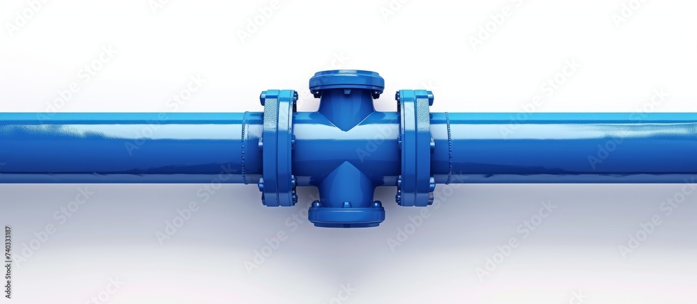 Shiny blue pipe on a clean white background for plumbing and ...
