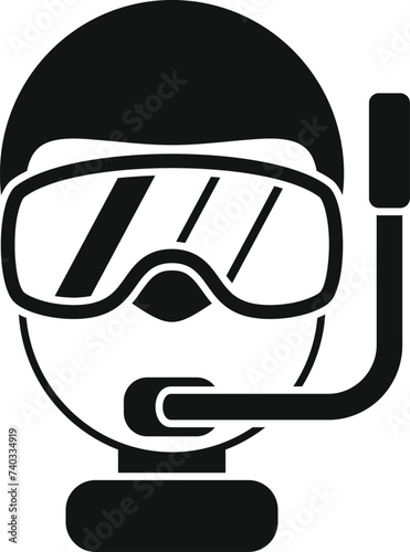 Face person diving icon flat vector. Summer travel. Center scuba pool