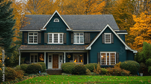 craftsman style house in autumn