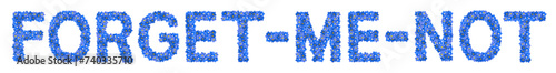 Text with blue forget-me-not flowers