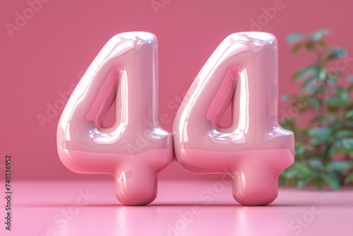 Numeral 44 forty four, date or birthday concept. Background with selective focus and copy space photo