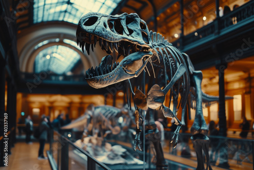 Dinosaur skeleton. Background with selective focus and copy space © top images
