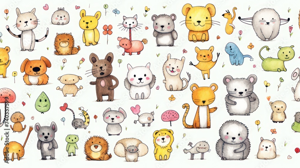 Illustration design of cats, kittens and baby birds, birds with leaf accessories. Illustration design of cats, kittens and baby birds, birds with leaf accessories.