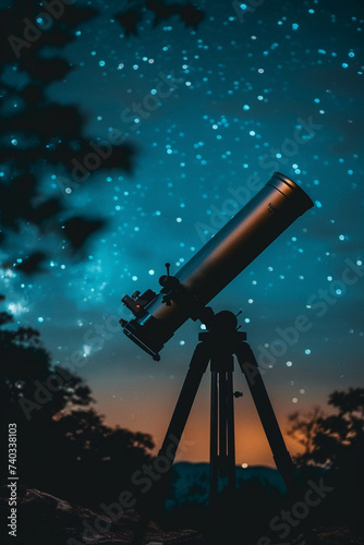 A telescope capturing the beauty of the night sky photo