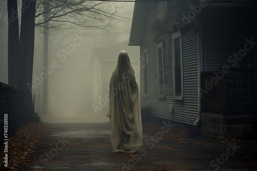 Fantôme rodant dans les ruelles d'un village » IA générative photo
