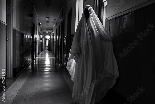 Portrait d'un fantôme dans le couloir d'un vieil hôpital » IA générative photo