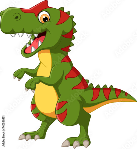 Cartoon Allosaurus on white background