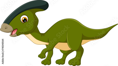 Cartoon parasaurolophus on white background