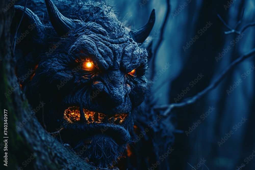 Un ogre au regard terrifiant caché dans une forêt » IA générative Un ogre au regard terrifiant caché dans une forêt » IA générative