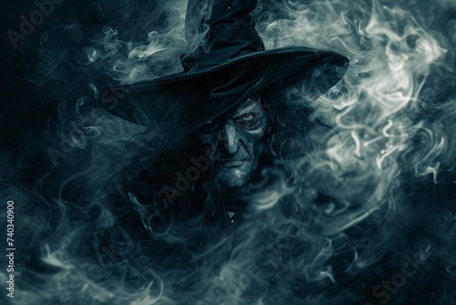 Illustration d'un sorcier noir dans le brouillard » IA générative photo