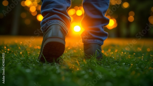 Golden Hour Stroll in a Lush Park