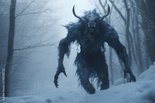 Wendigo marchant dans la neige » IA générative