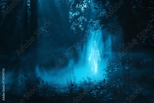 Esprit rodant dans une forêt sombre » IA générative © Maelgoa