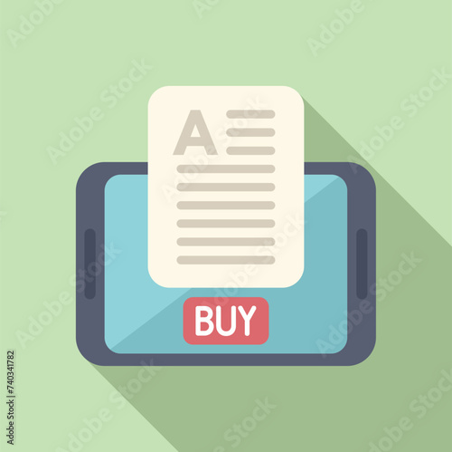 Buy online document icon flat vector. Based library. Author literature