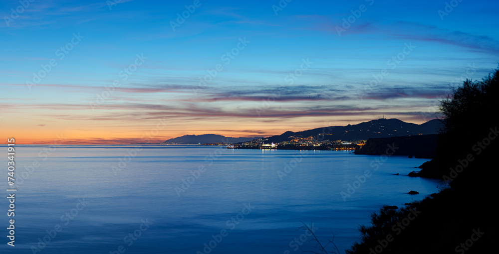 Nerja coastline after sundown, Andalusia, Spain